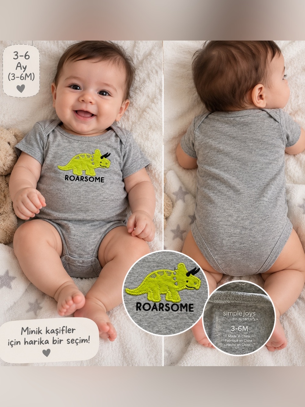 Simple Joys by Carter’s Baby 3–6M “Roarsome” Dinosaur Bodysuit